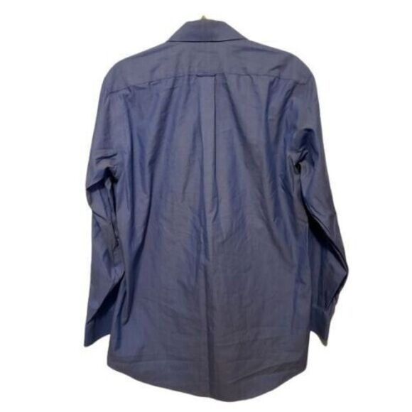 Kirkland Mens Sz 15.5/33 Blue  Solid Long Sleeve Button Down Dress Shirt - Picture 8 of 9